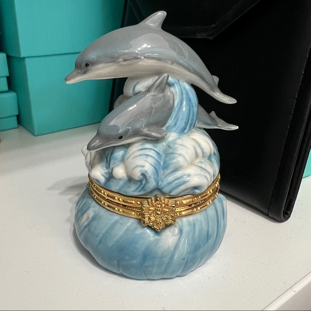 San Francisco Music Box Company Double Dolphin Musical Box/Trinket